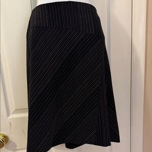 LOFT Black A-Line Skirt with Diagonal Stripes